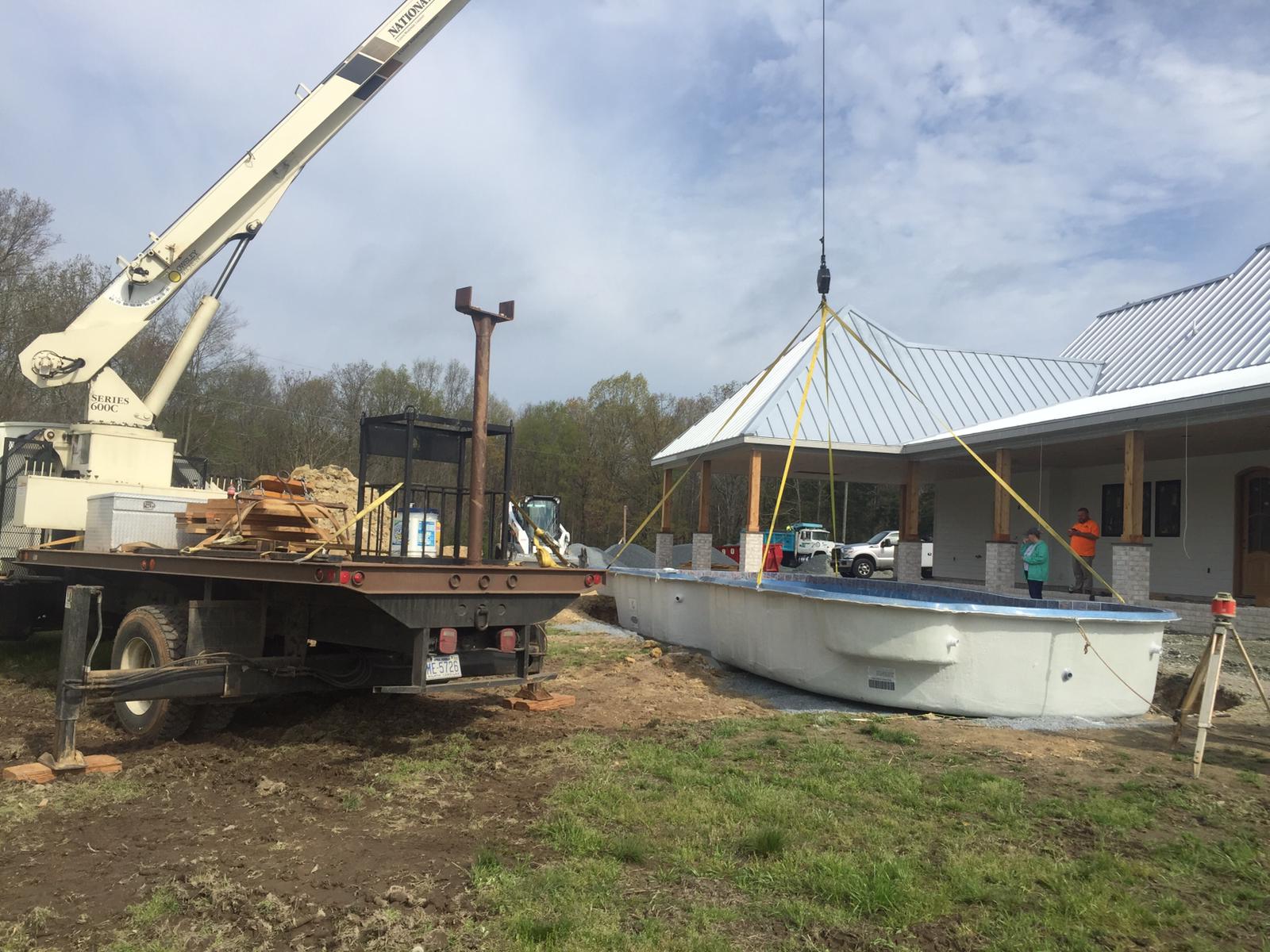 Pool installed by crane in Statesville, NC