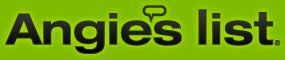 Angie's List logo with black text and speech bubble on green background.