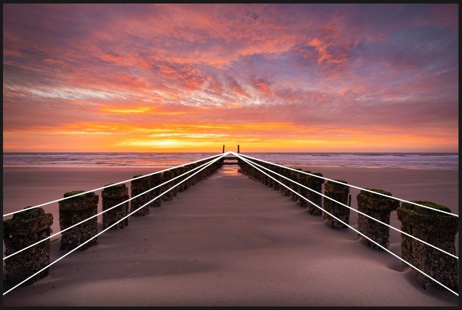 Een kleurrijke zonsondergang aan het strand van Westkapelle Diepte werking in landschapsfotografie