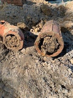 Large Old Pipe — Rocky Mount, NC — Boswell & Son Septic Tank Service Inc.