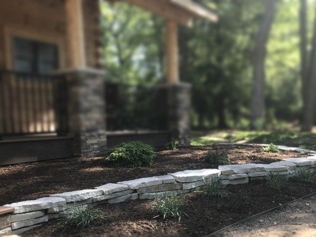 stacked stone in garden