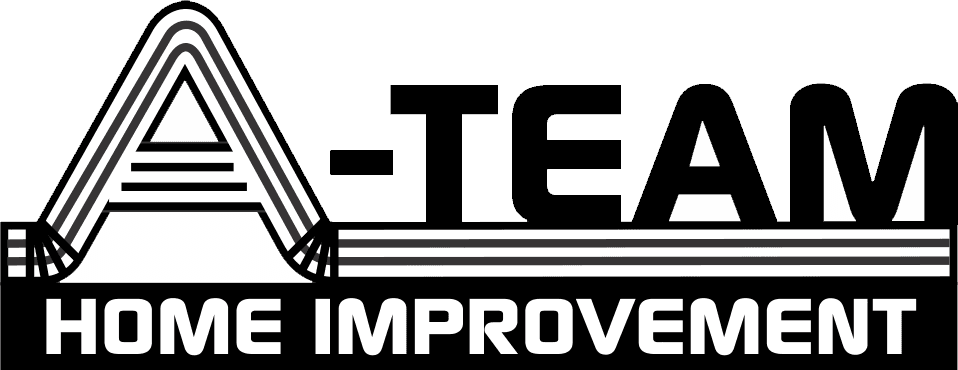 A-Team Home Improvement logo with a stylized roof icon and bold black text on white background