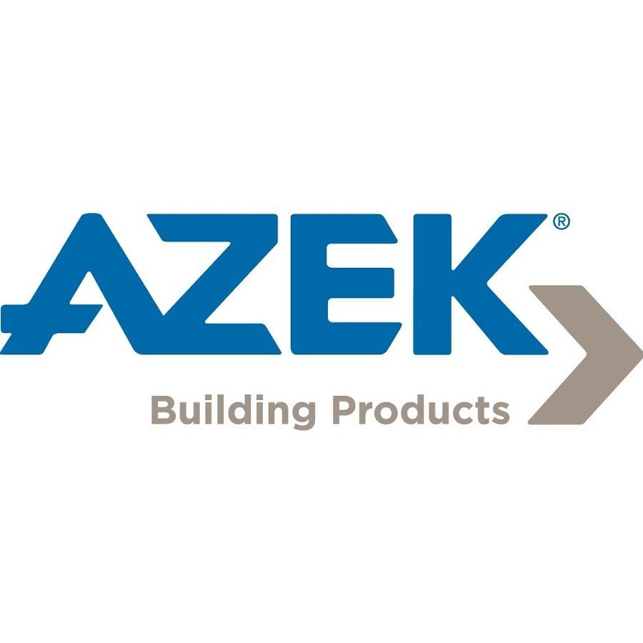 AZEK Building Products logo in blue and gray with a right-pointing chevron