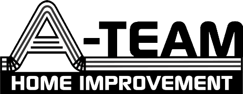 A-Team Home Improvement logo in black and white with stylized roof icon and bold text