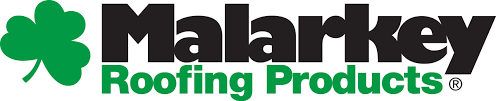 Malarkey Roofing Products logo with green clover icon and black-and-green text