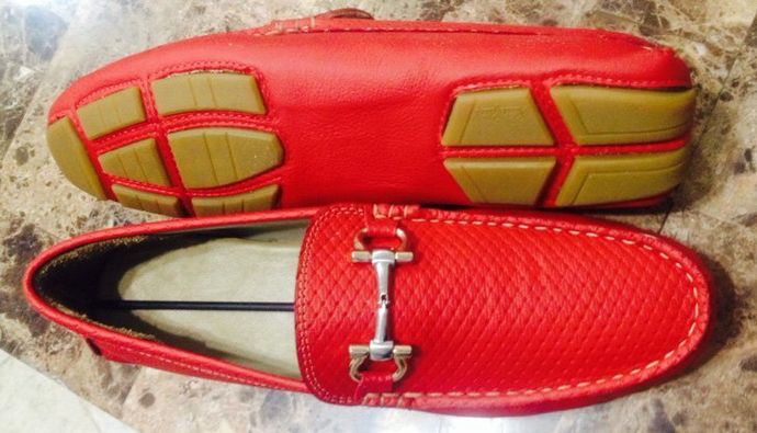 Custom red leather driving shoes Custom red leather driving shoes