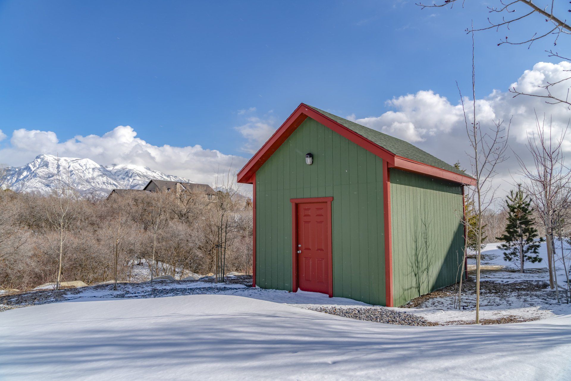 Festive Shed During Winter