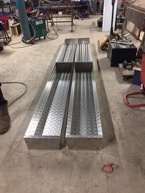 Interlocking footbaths fabricatated by MW Engineering & Fabrication Kirkcudbright Dumfries & Galloway Scotland