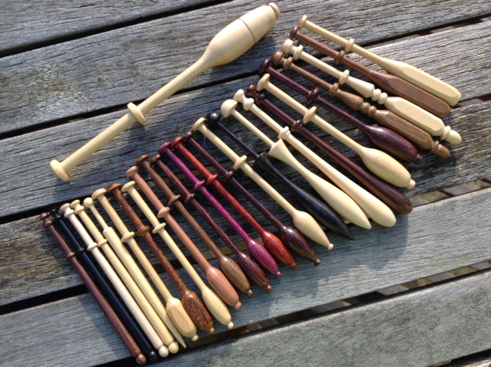 Picture of various unpainted lace bobbins and link to the Unpainted Lace Bobbins page Picture of various unpainted lace bobbins and link to Unpainted Lace Bobbins page