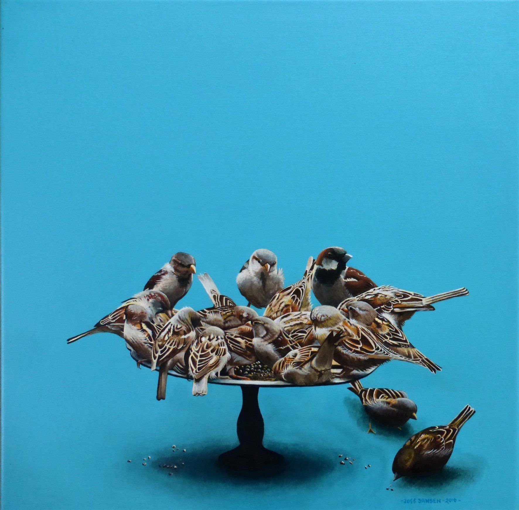 20 ofzo, acryl, 50 x 50 cm. Verkocht 20 ofzo