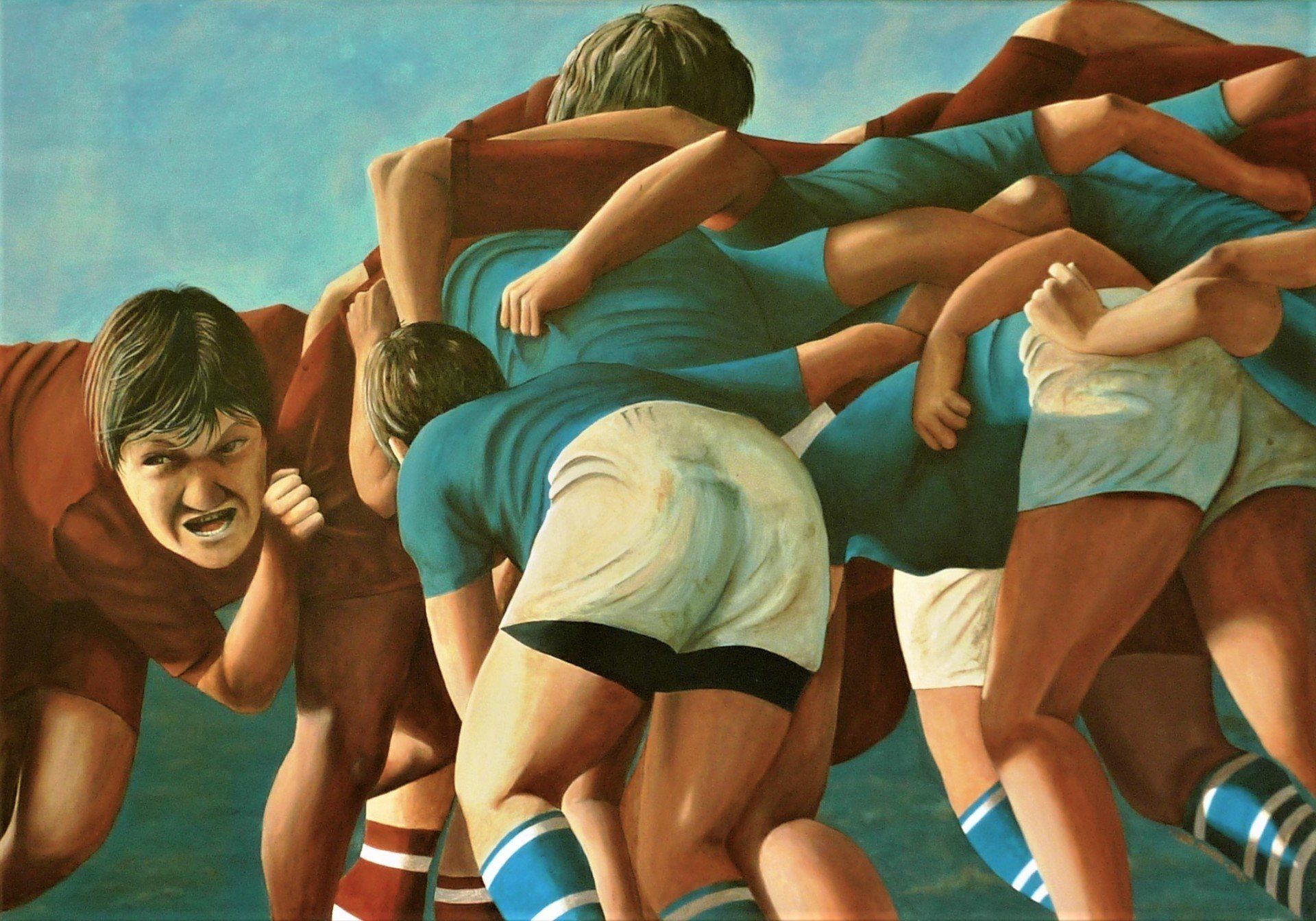 Avondscrum, acryl, 100 x 70 cm Avondscrum