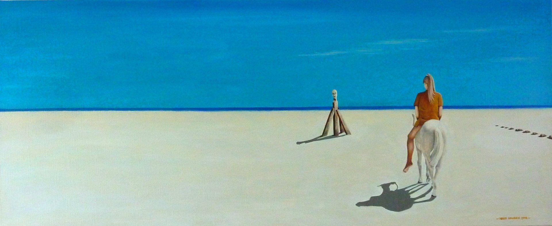 Dagje strand, acryl, 150 x 50 cm, verkocht Dagje strand