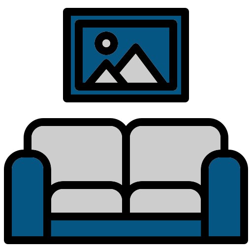 sofa with painting icon