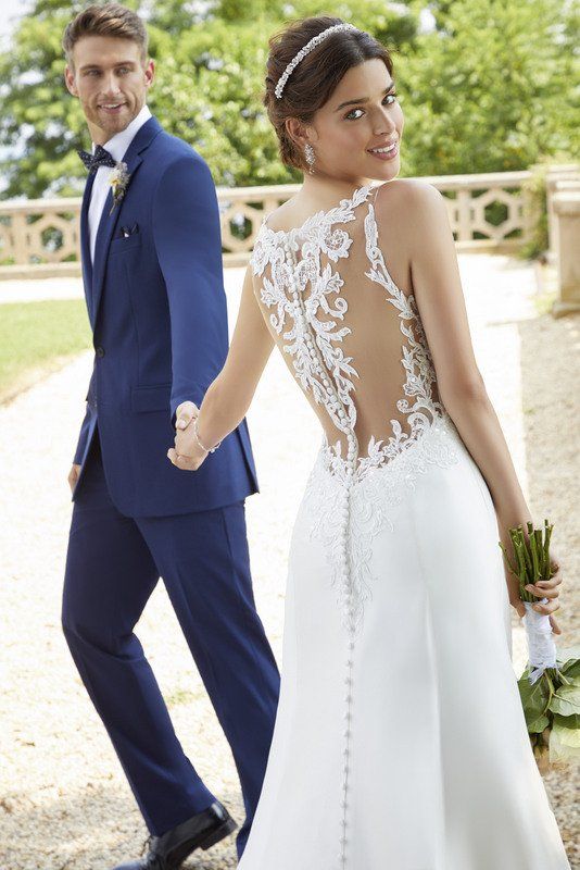 Morilee wedding dress 5804 close up back with groom
