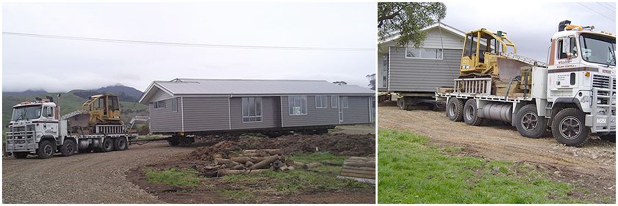 Truck doing a house relocation in Putaruru