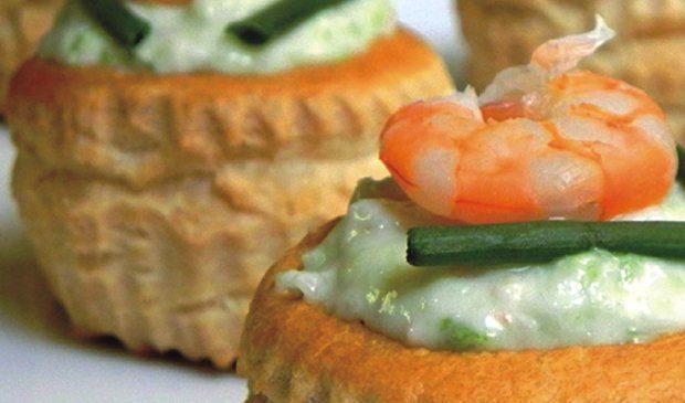 tartine con gamberi