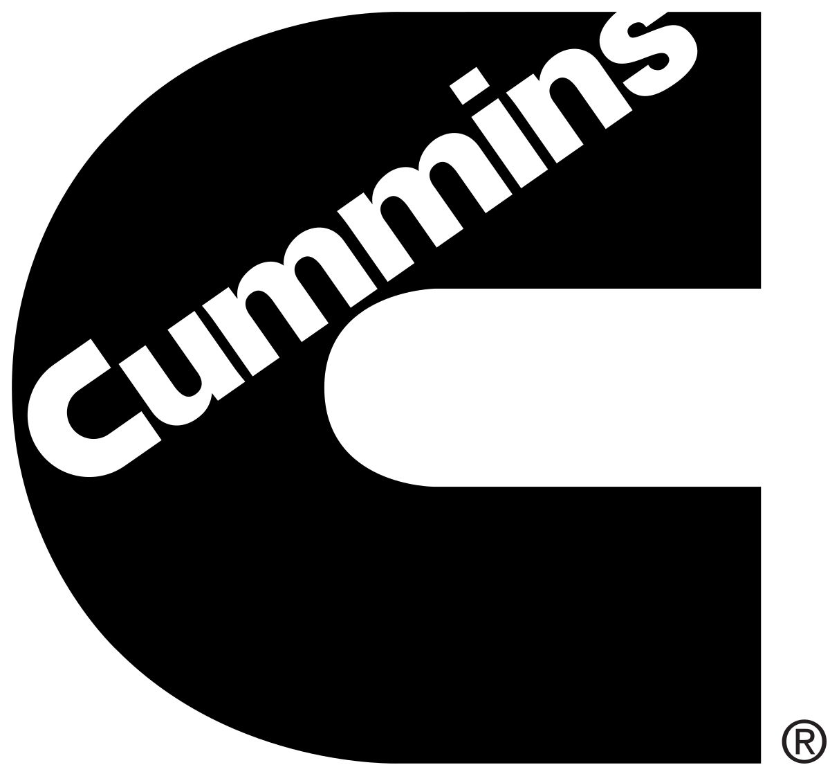 Cummins logo featuring bold black C design.