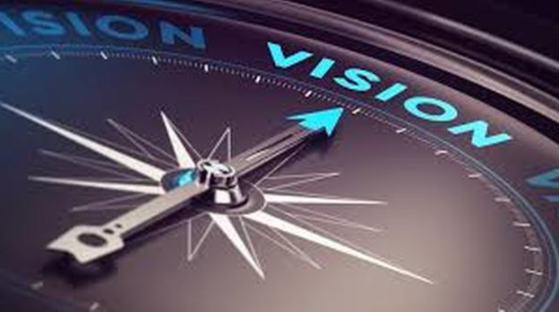 compass pointing to word vision