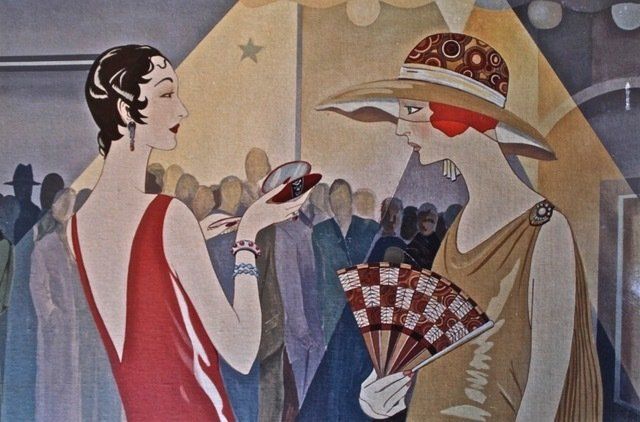 A painting of two women standing next to each other