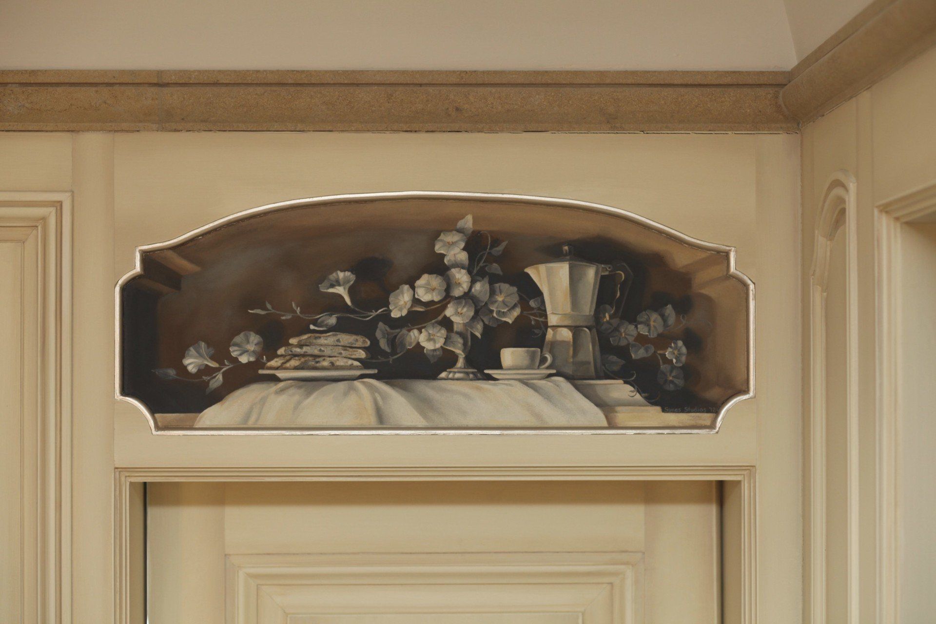 A door with a painting of flowers on it