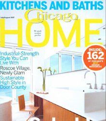 The cover of a chicago home magazine shows a kitchen and bath