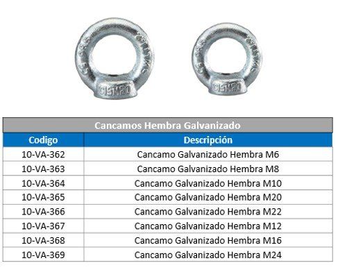 Cancamo hembra galvanizado