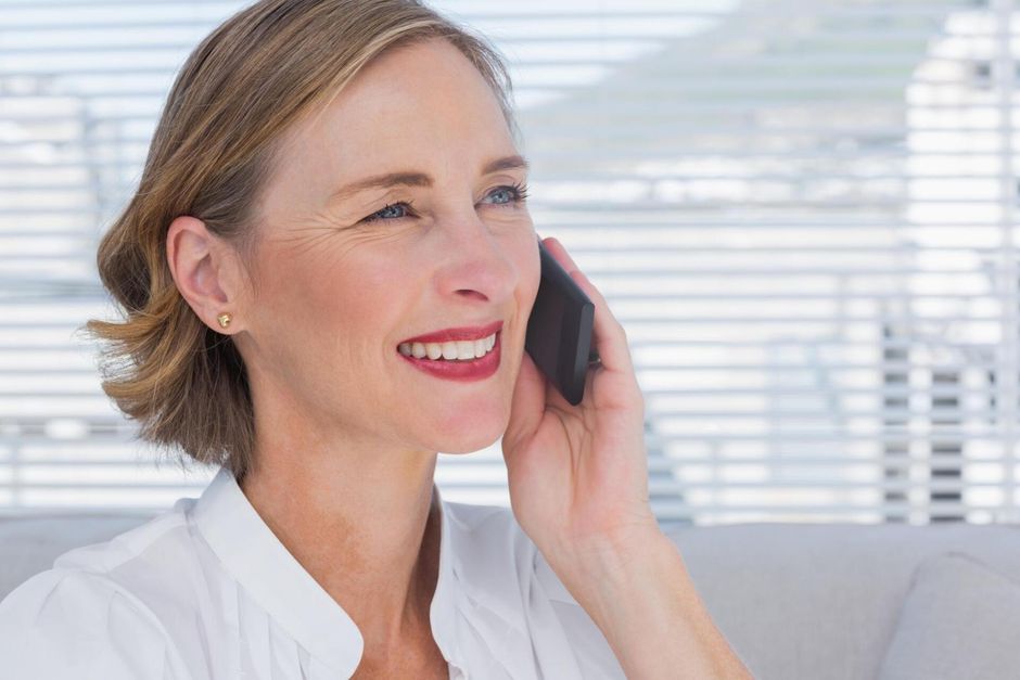 old lady taking phone call