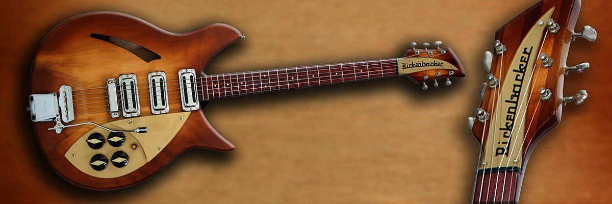 A guitar with the word rickenbacker on it