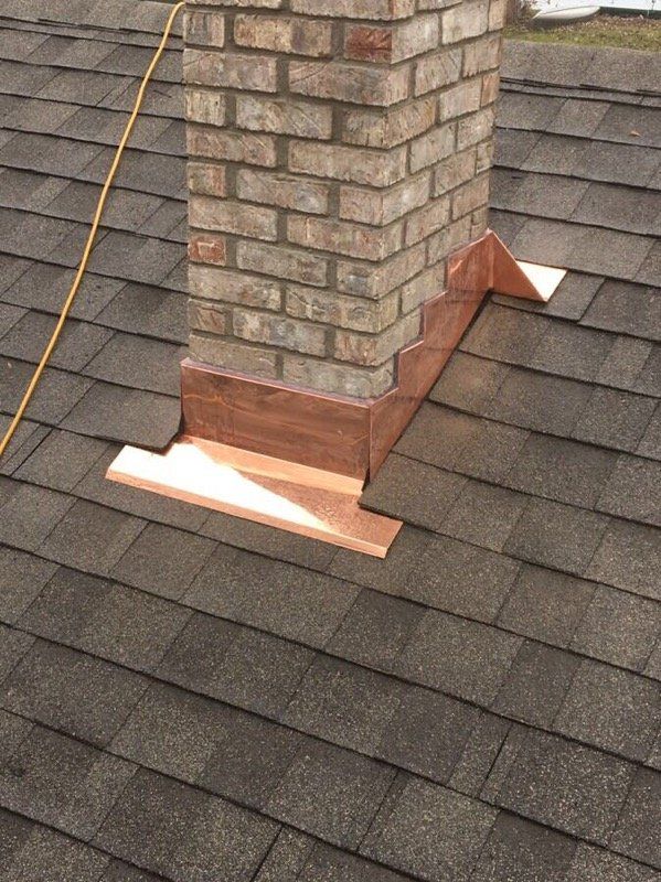Copper chimney flashing