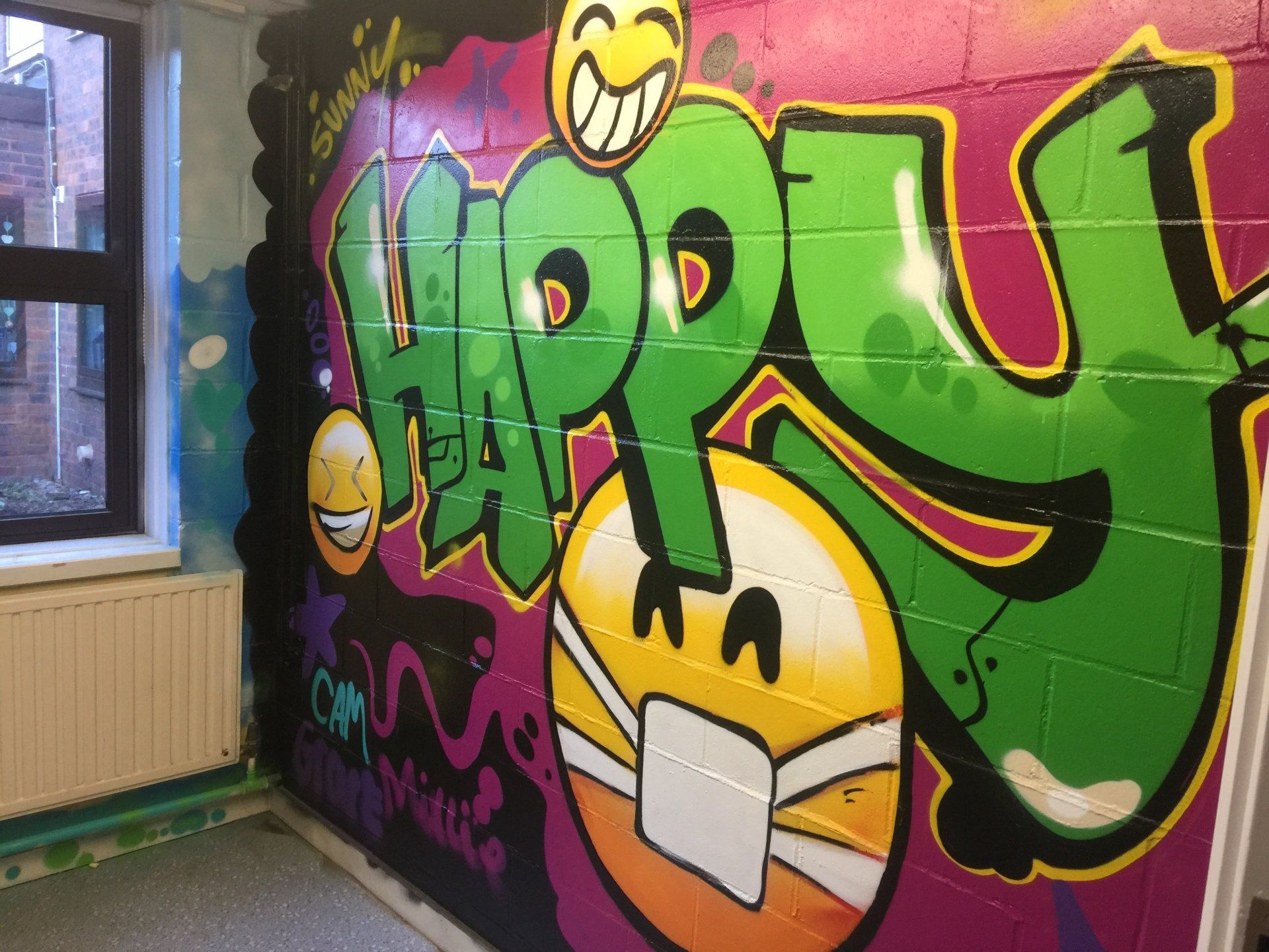 Happy Emoji graffiti