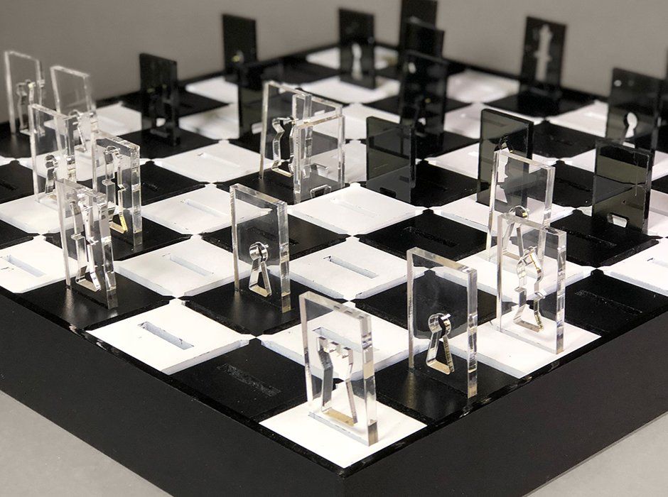 Barrier Chess pieces that fit into slots