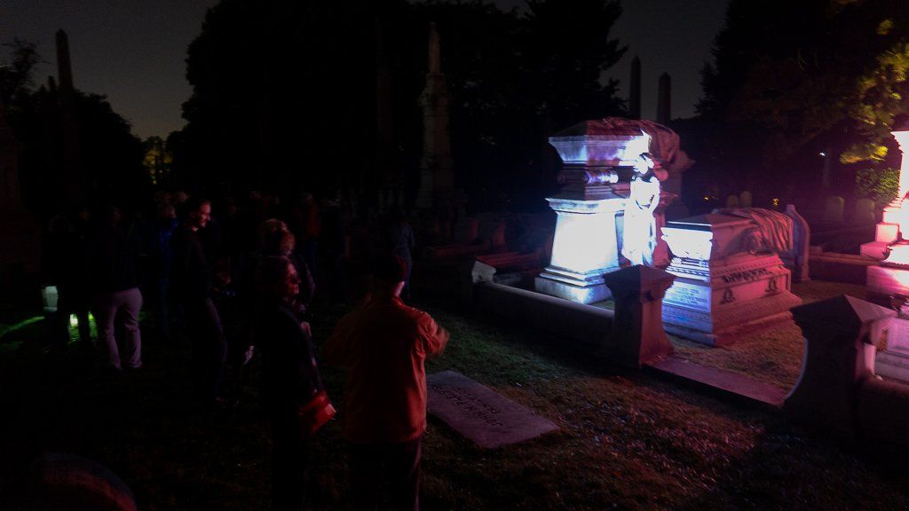 Laurel Hill Cemetery light show Soul Crawl