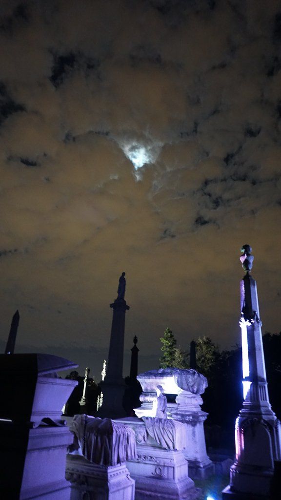 Laurel Hill Cemetery light show for Soul Crawl