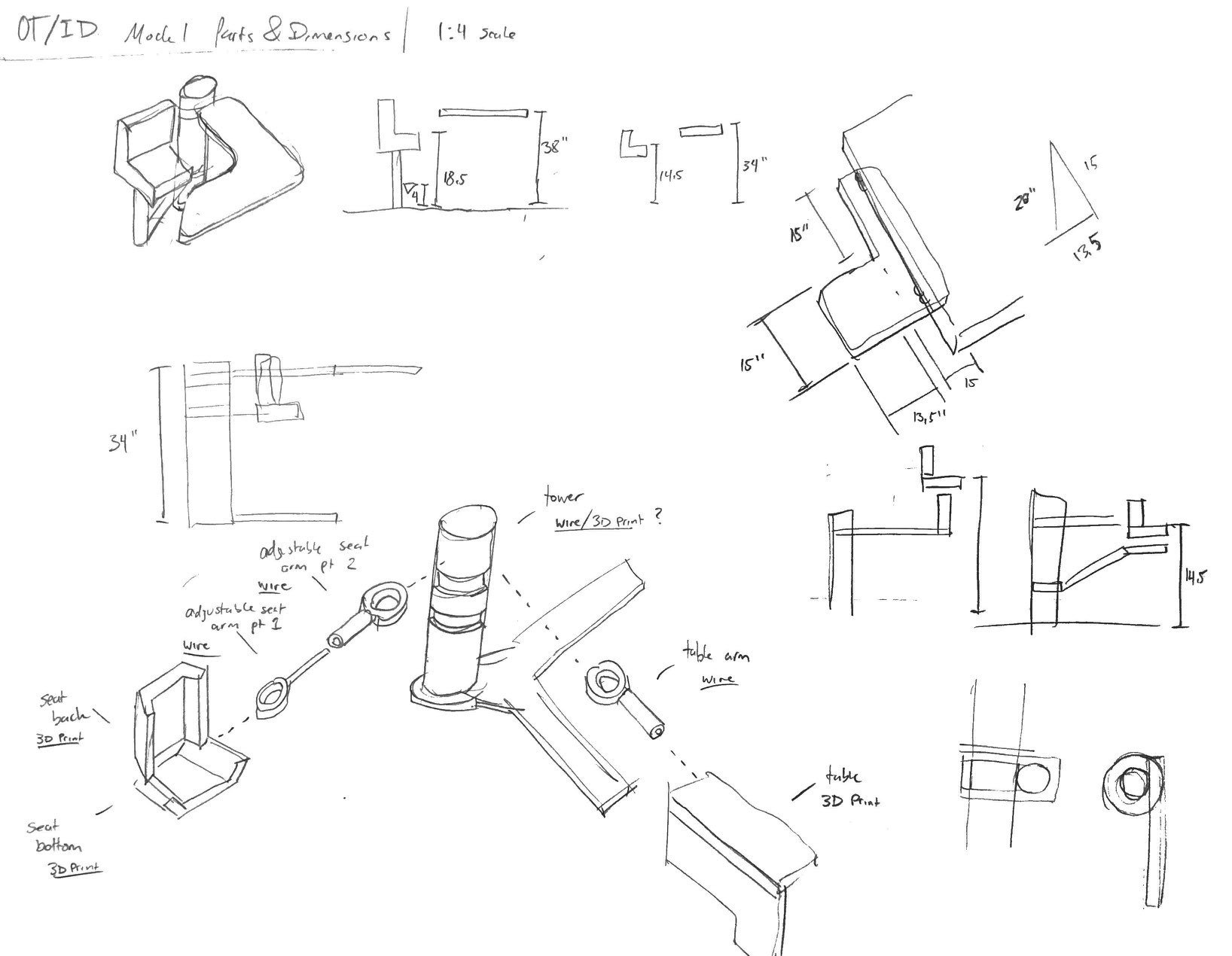 Industrial Design - Occupational Therapy  Project Drawings