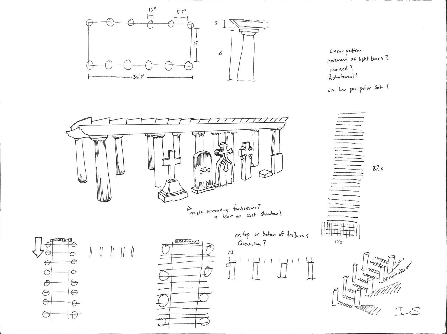Laurel Hill Cemetery Light Show Sketches