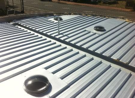 top view of metallic roof