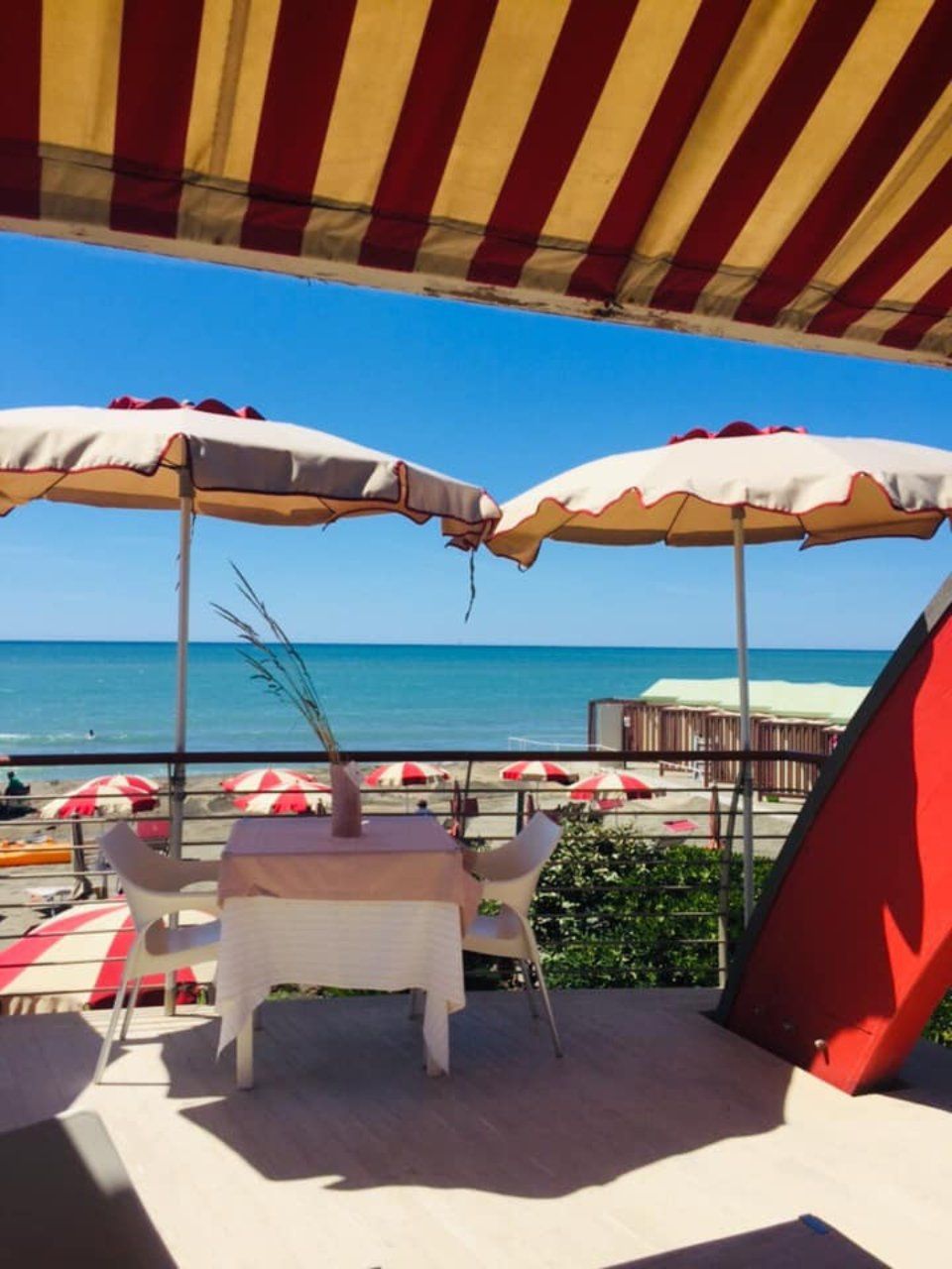 Tables and parasols