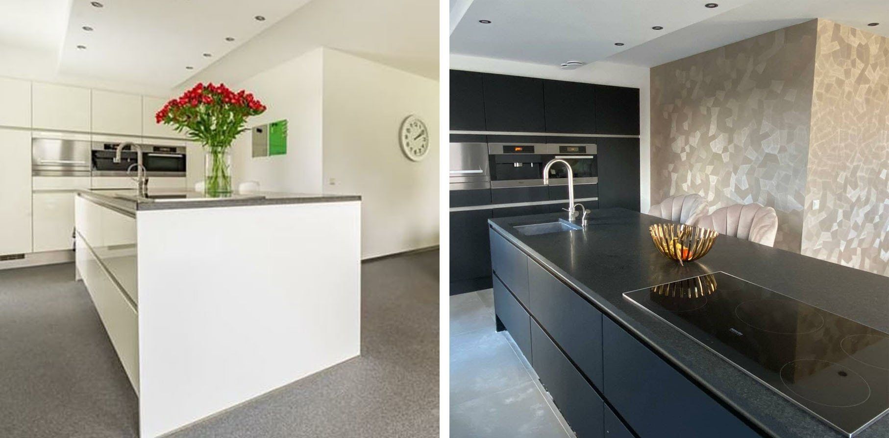 Moderne keuken wrap Aalsmeer kookeiland voor en na