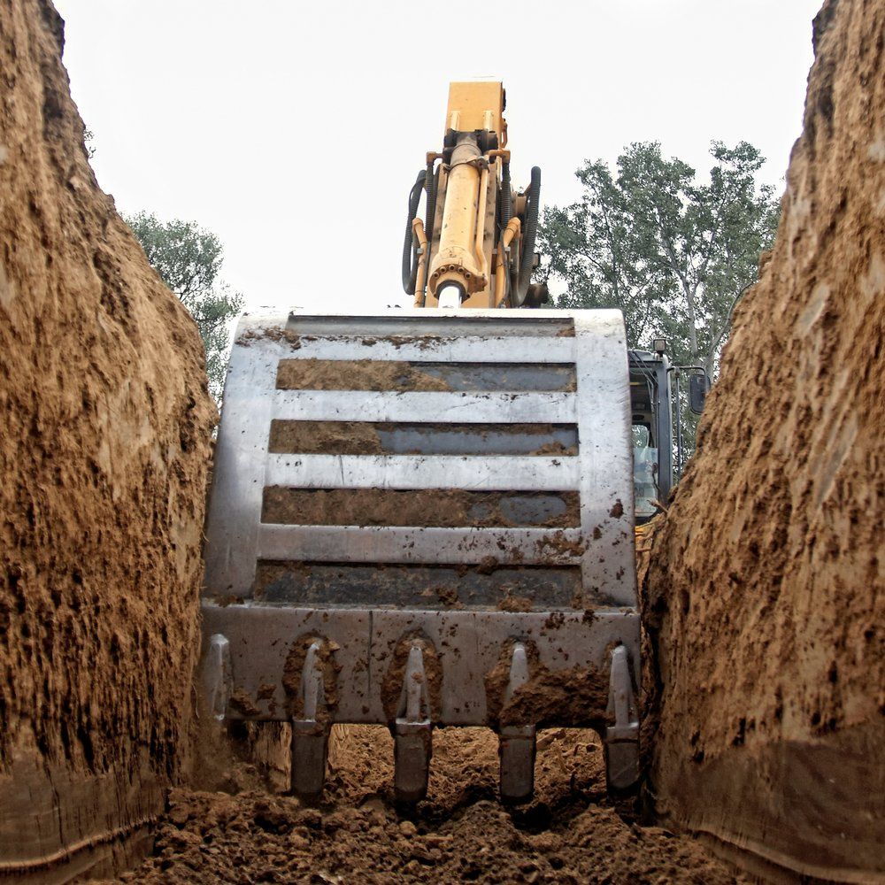 Excavator Digging a Deep Trench — Greg Thompson Earthmoving in Pink Lily, QLD