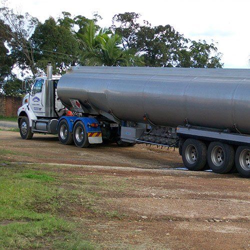 long silver fuel tanker