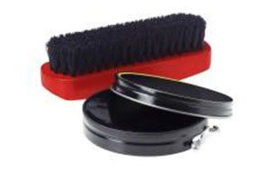 Shoe polish brush and shiner