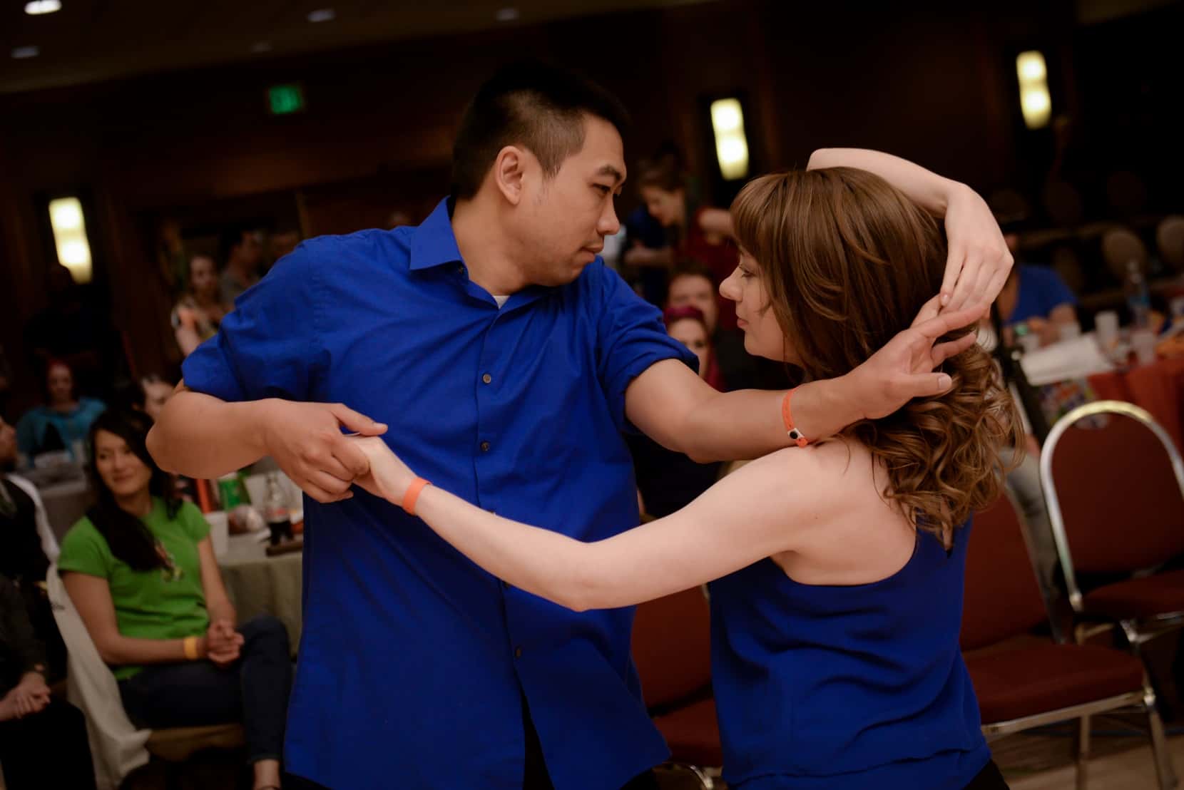Kim dancing with partner in Strictly Swing competition