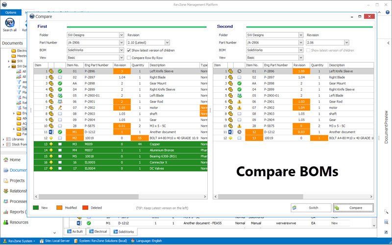 RevZone BOM compare