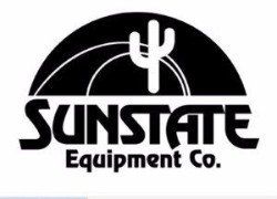 The sunstate equipment co. logo is black and white and has a cactus on it.