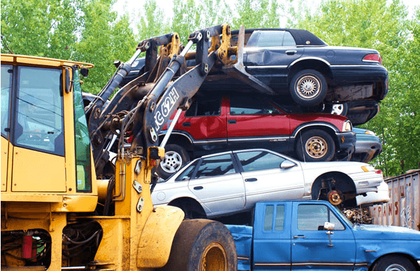 Front Loader Stacking The Cars — Kearny, NJ — Bibbs Auto Recycling