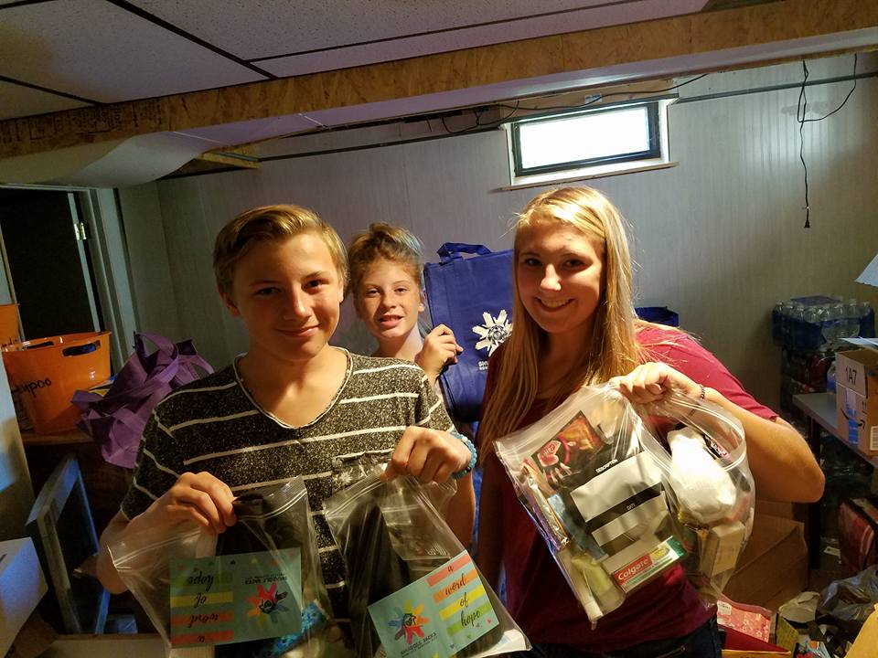 Assembling Snuggle Sacks for Homeless