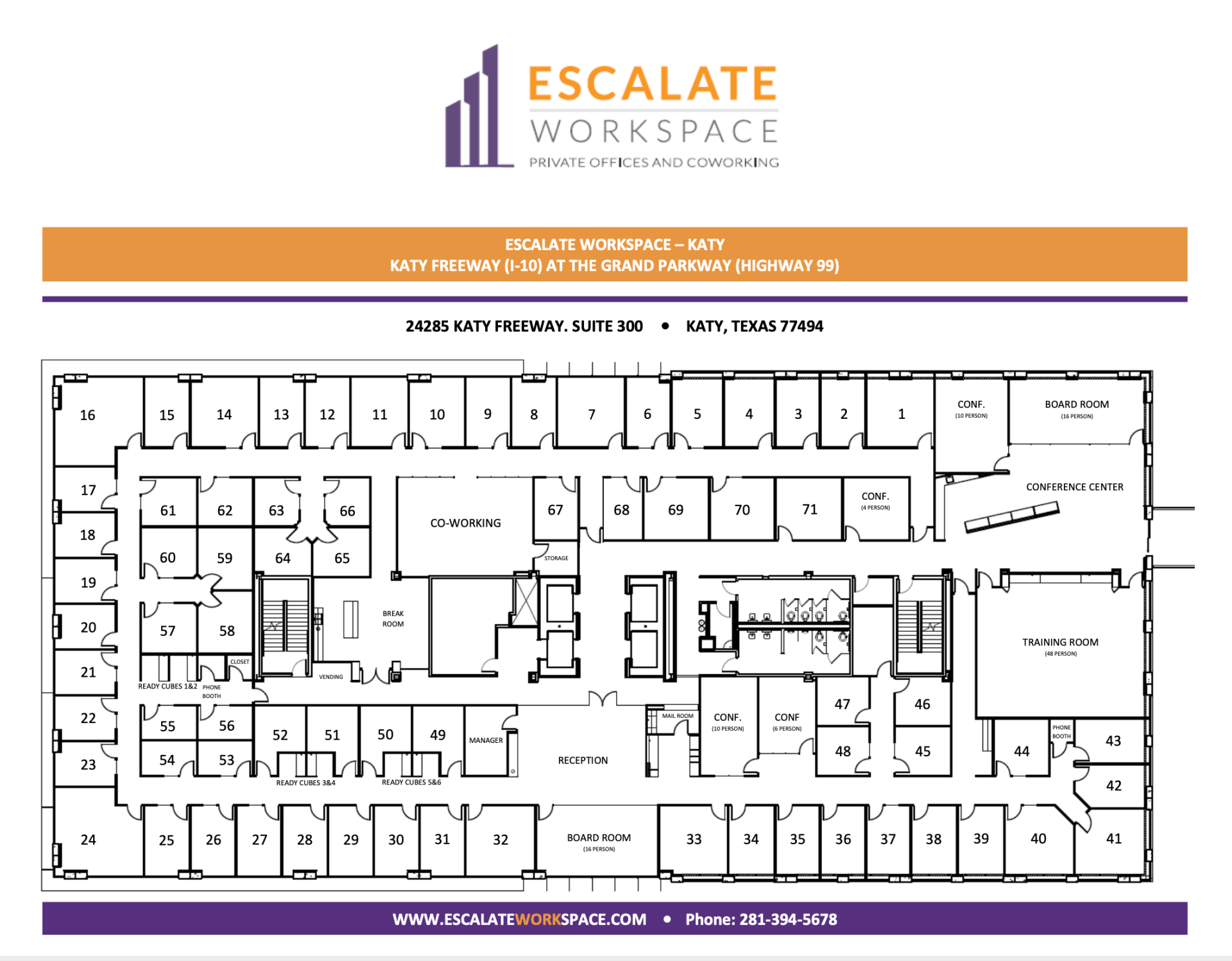 A floor plan of a building for escalate workspace