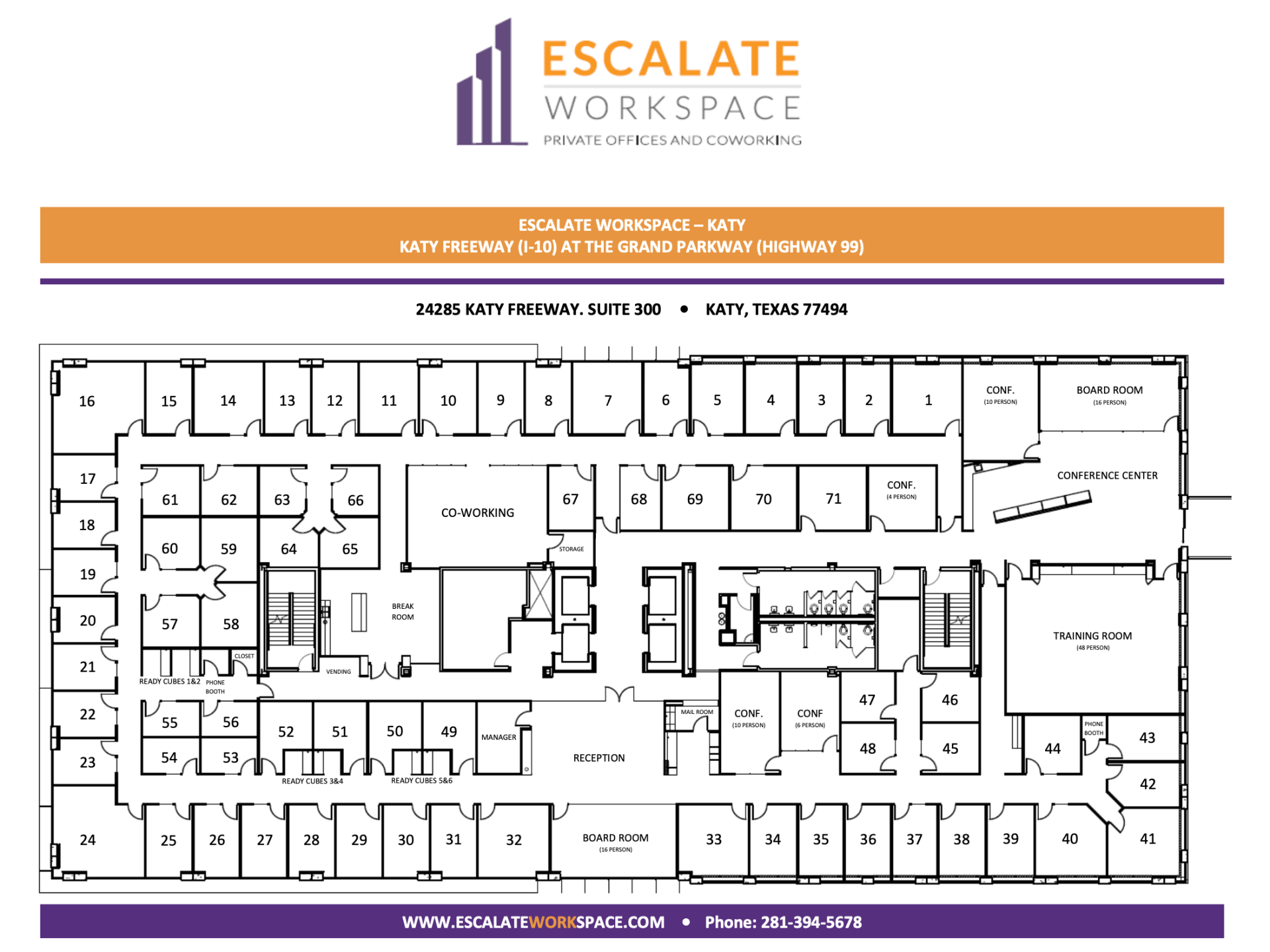 A floor plan of a building for escalate workspace