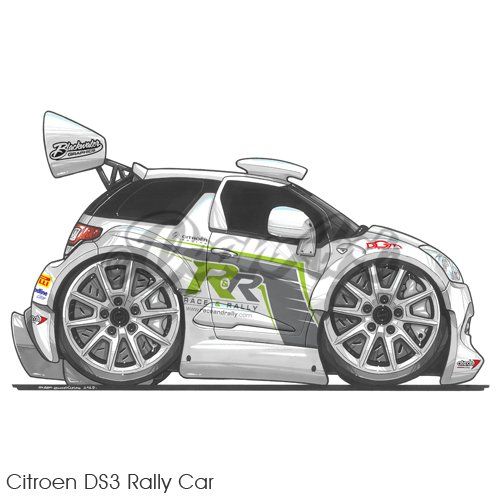caricature cartoon rally car citroen ds3