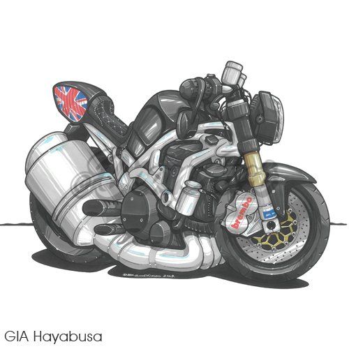caricature cartoon bike Suzuki hayabusa